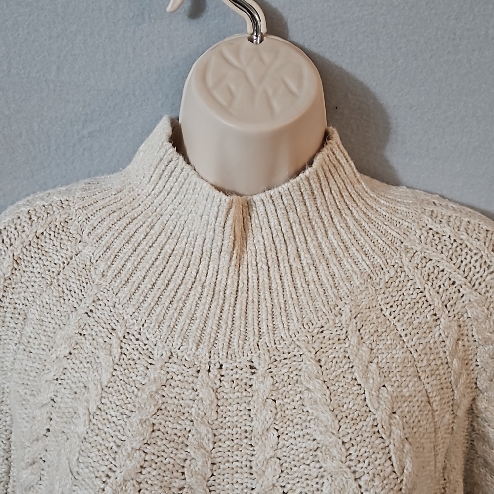 Knox Rose Cable Knit Sweater sz 1X Cream NWT